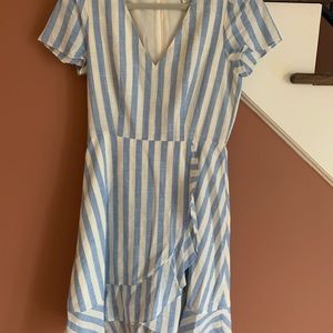 J.Crew Blue and White Stripe Wrap Dress